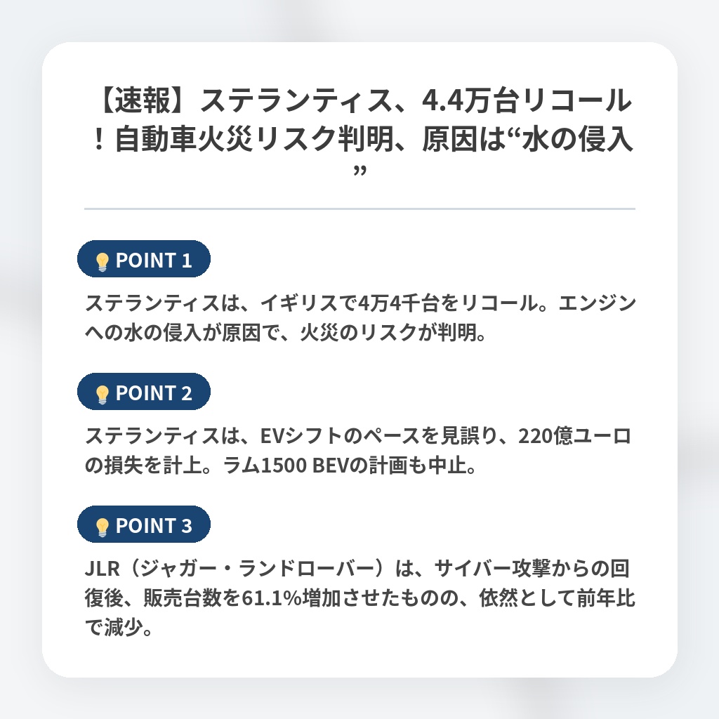 【速報】ステランティス、4.4万台リコール！自動車火災リスク判明、原因は“水の侵入”の注目ポイントまとめ