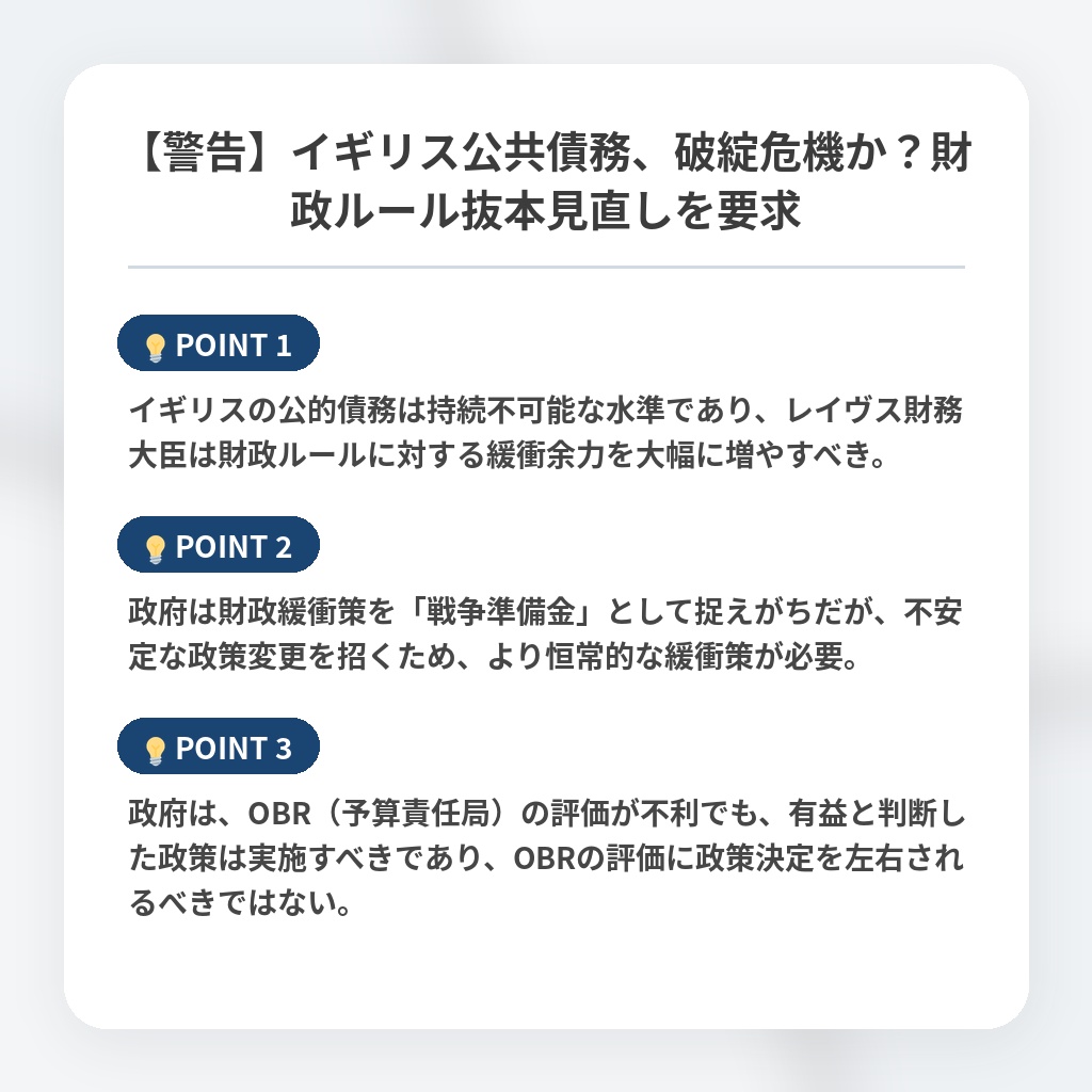 【警告】イギリス公共債務、破綻危機か？財政ルール抜本見直しを要求の注目ポイントまとめ