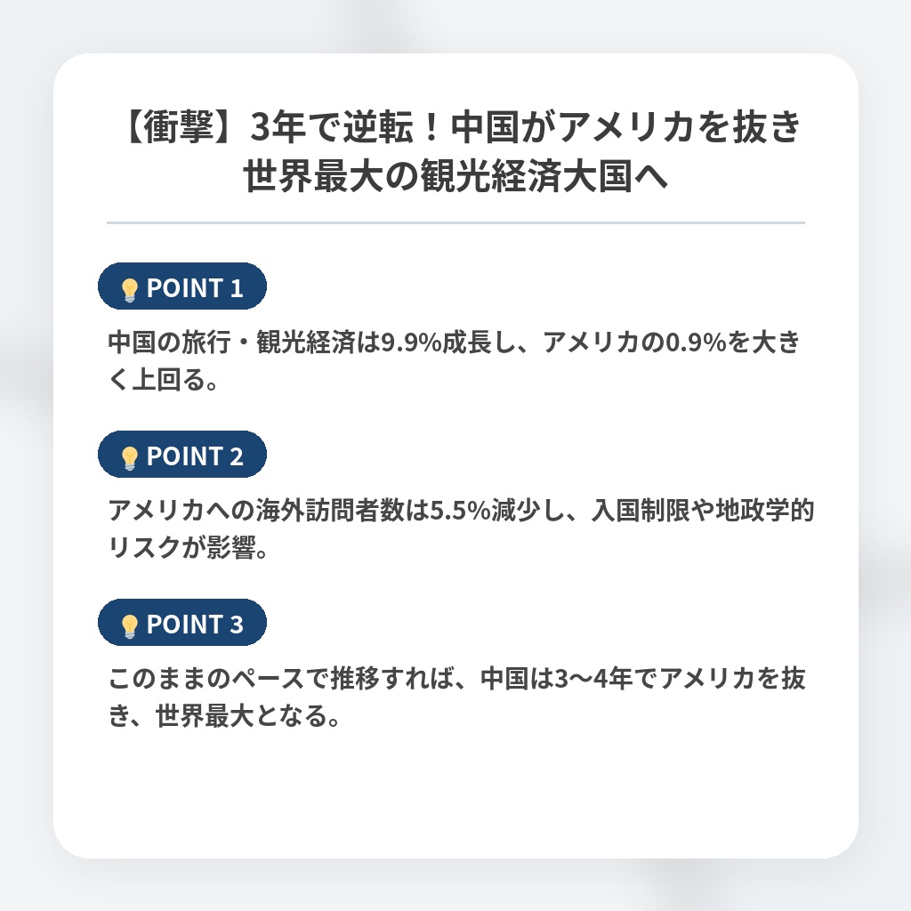 【衝撃】3年で逆転!中国がアメリカを抜き世界最大の観光経済大国への注目ポイントまとめ