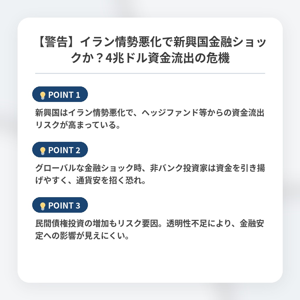 【警告】イラン情勢悪化で新興国金融ショックか？4兆ドル資金流出の危機の注目ポイントまとめ