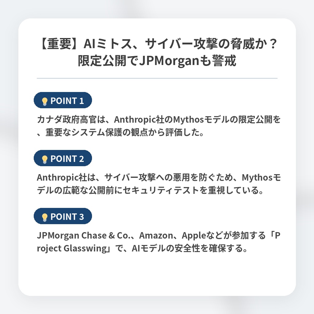 【重要】AIミトス、サイバー攻撃の脅威か?限定公開でJPMorganも警戒の注目ポイントまとめ
