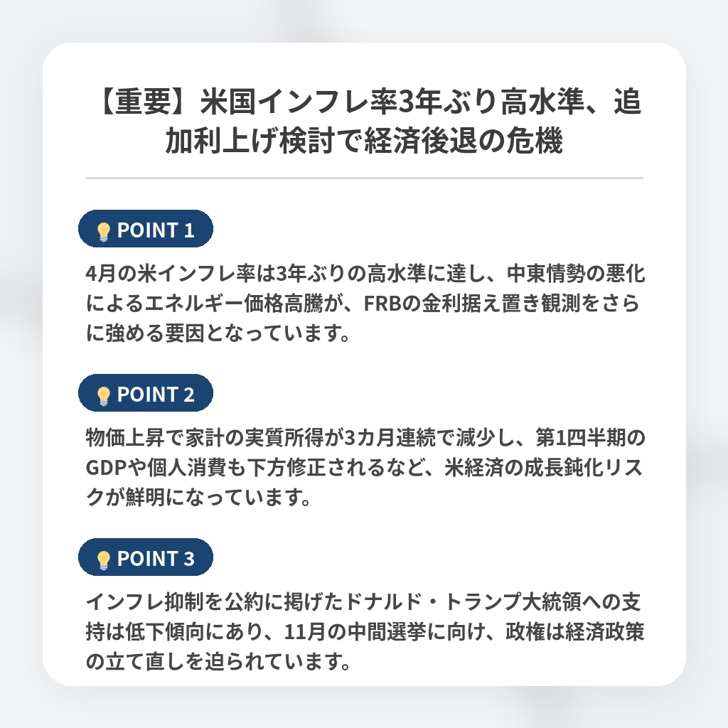 【重要】米国インフレ率3年ぶり高水準、追加利上げ検討で経済後退の危機の注目ポイントまとめ