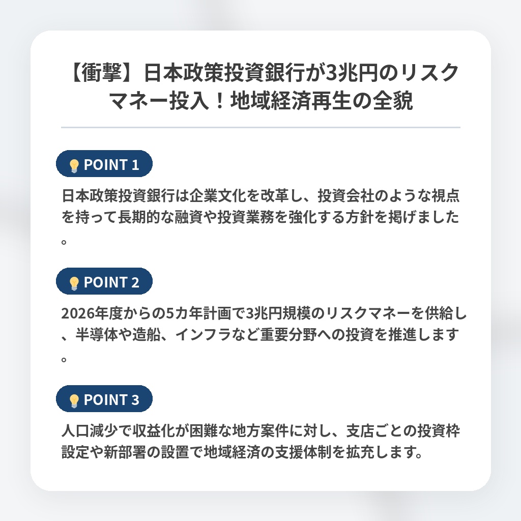 【衝撃】日本政策投資銀行が3兆円のリスクマネー投入！地域経済再生の全貌の注目ポイントまとめ