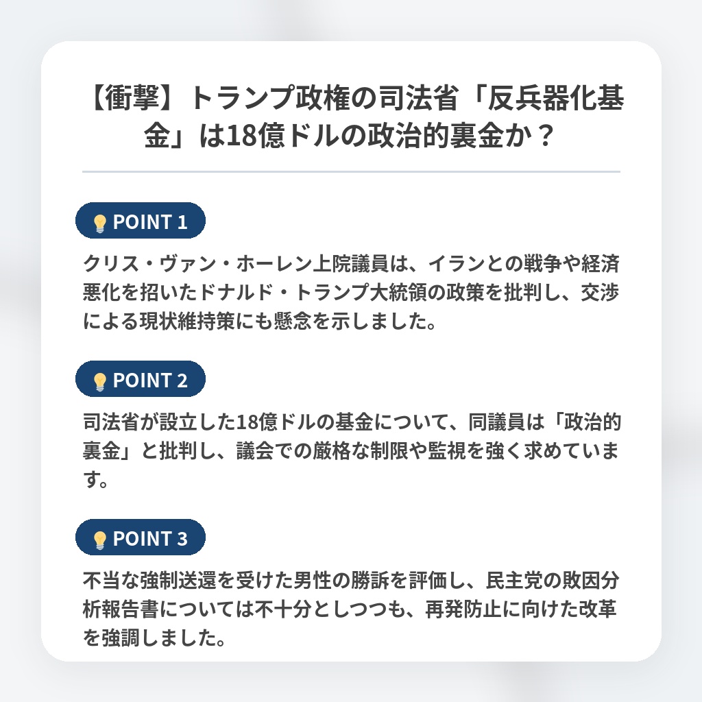 【衝撃】トランプ政権の司法省「反兵器化基金」は18億ドルの政治的裏金か？の注目ポイントまとめ
