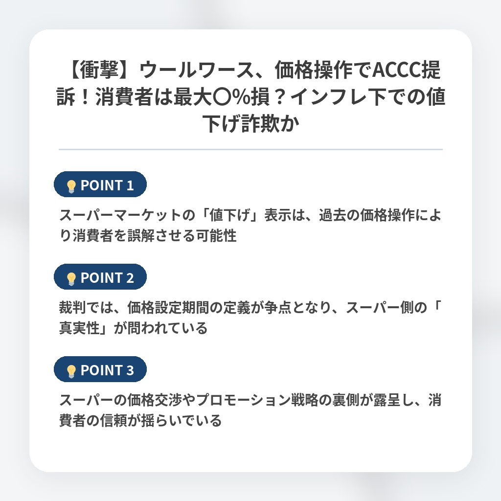 【衝撃】ウールワース、価格操作でACCC提訴！消費者は最大〇%損？インフレ下での値下げ詐欺かの注目ポイントまとめ