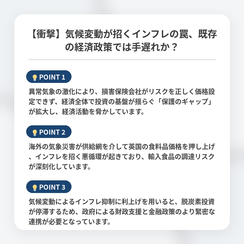 【衝撃】気候変動が招くインフレの罠、既存の経済政策では手遅れか？の注目ポイントまとめ