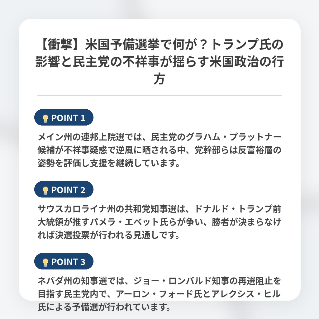【衝撃】米国予備選挙で何が?トランプ氏の影響と民主党の不祥事が揺らす米国政治の行方の注目ポイントまとめ