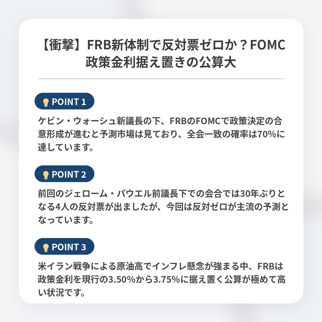 【衝撃】FRB新体制で反対票ゼロか？FOMC政策金利据え置きの公算大の注目ポイントまとめ