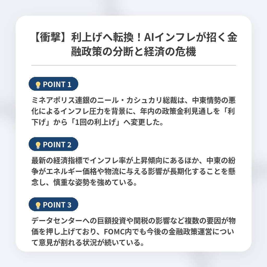 【衝撃】利上げへ転換！AIインフレが招く金融政策の分断と経済の危機の注目ポイントまとめ