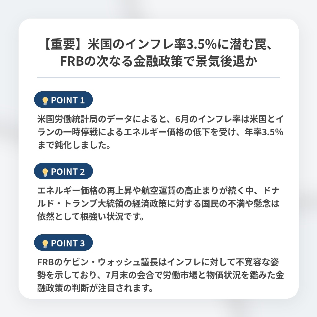 【重要】米国のインフレ率3.5%に潜む罠、FRBの次なる金融政策で景気後退かの注目ポイントまとめ