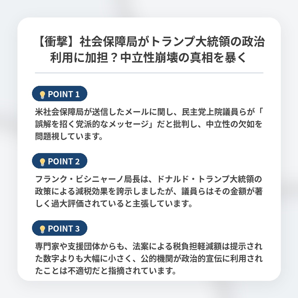 【衝撃】社会保障局がトランプ大統領の政治利用に加担？中立性崩壊の真相を暴くの注目ポイントまとめ