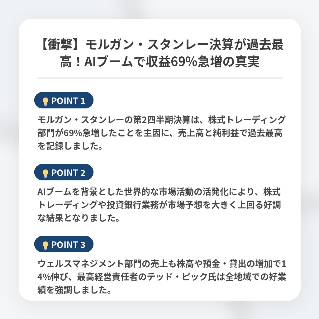 【衝撃】モルガン・スタンレー決算が過去最高！AIブームで収益69%急増の真実の注目ポイントまとめ