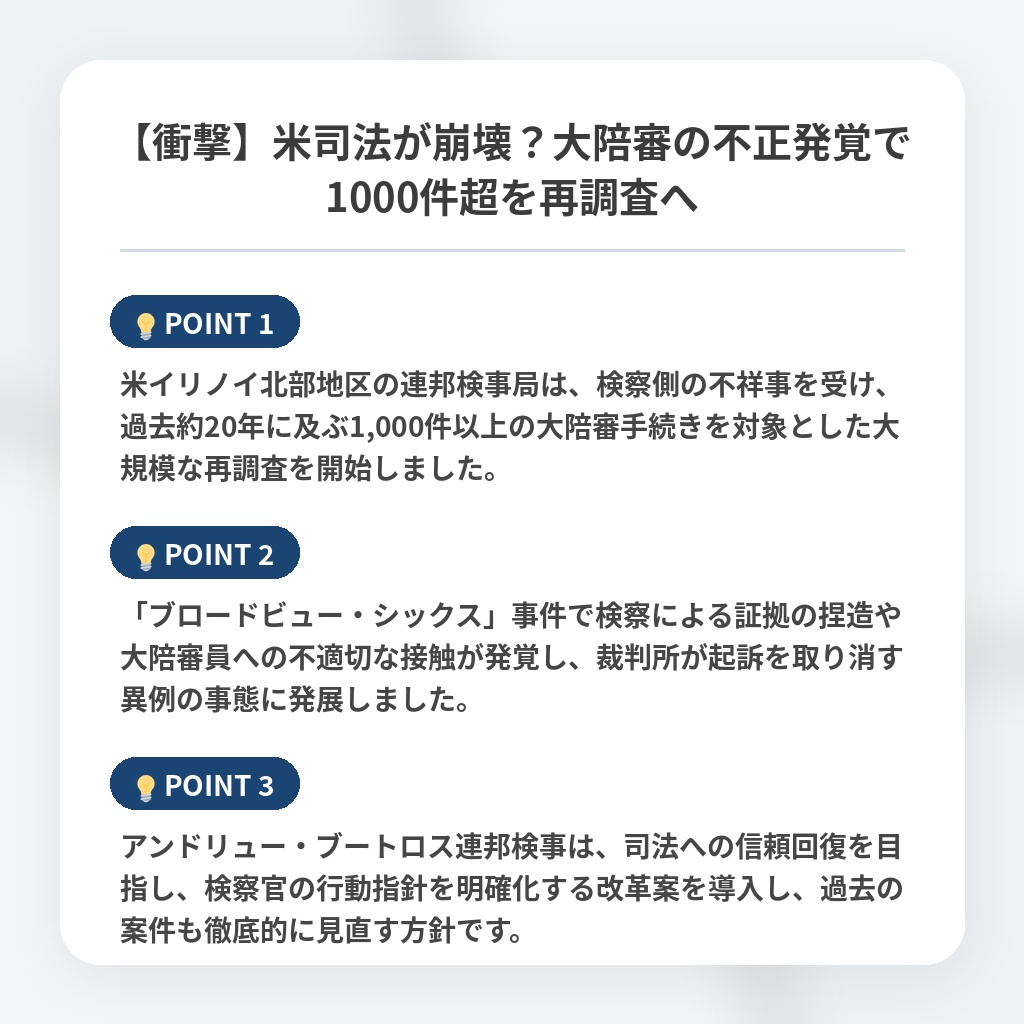 【衝撃】米司法が崩壊?大陪審の不正発覚で1000件超を再調査への注目ポイントまとめ