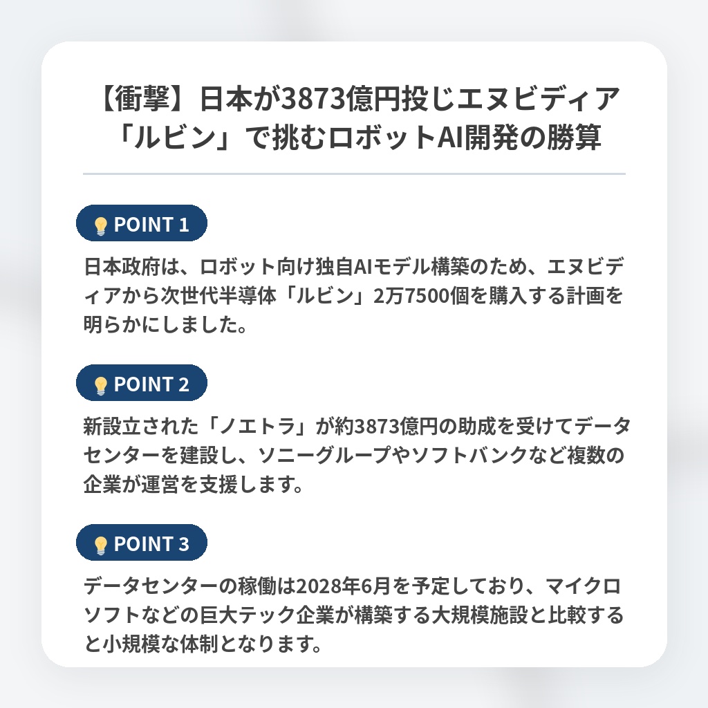 【衝撃】日本が3873億円投じエヌビディア「ルビン」で挑むロボットAI開発の勝算の注目ポイントまとめ