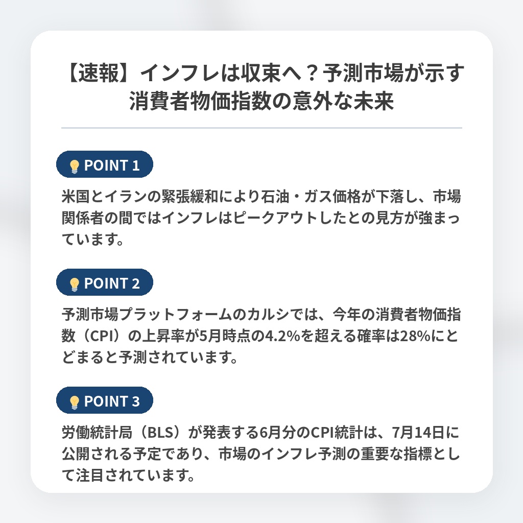 【速報】インフレは収束へ？予測市場が示す消費者物価指数の意外な未来の注目ポイントまとめ
