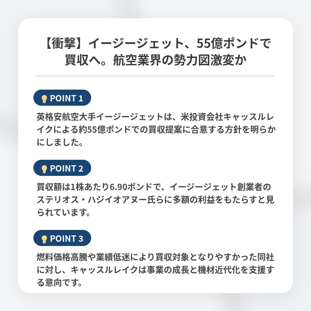 【衝撃】イージージェット、55億ポンドで買収へ。航空業界の勢力図激変かの注目ポイントまとめ