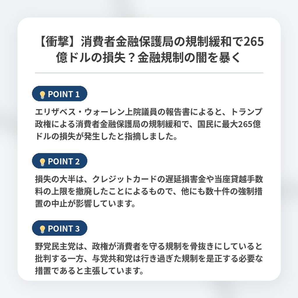 【衝撃】消費者金融保護局の規制緩和で265億ドルの損失？金融規制の闇を暴くの注目ポイントまとめ