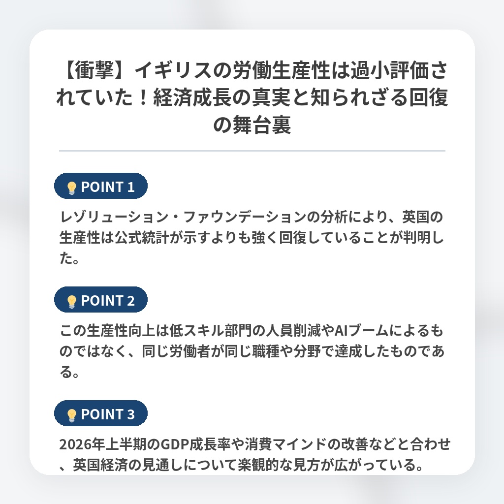 【衝撃】イギリスの労働生産性は過小評価されていた！経済成長の真実と知られざる回復の舞台裏の注目ポイントまとめ