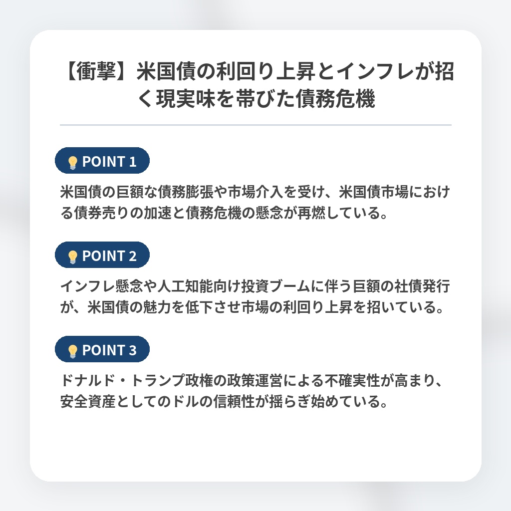 【衝撃】米国債の利回り上昇とインフレが招く現実味を帯びた債務危機の注目ポイントまとめ