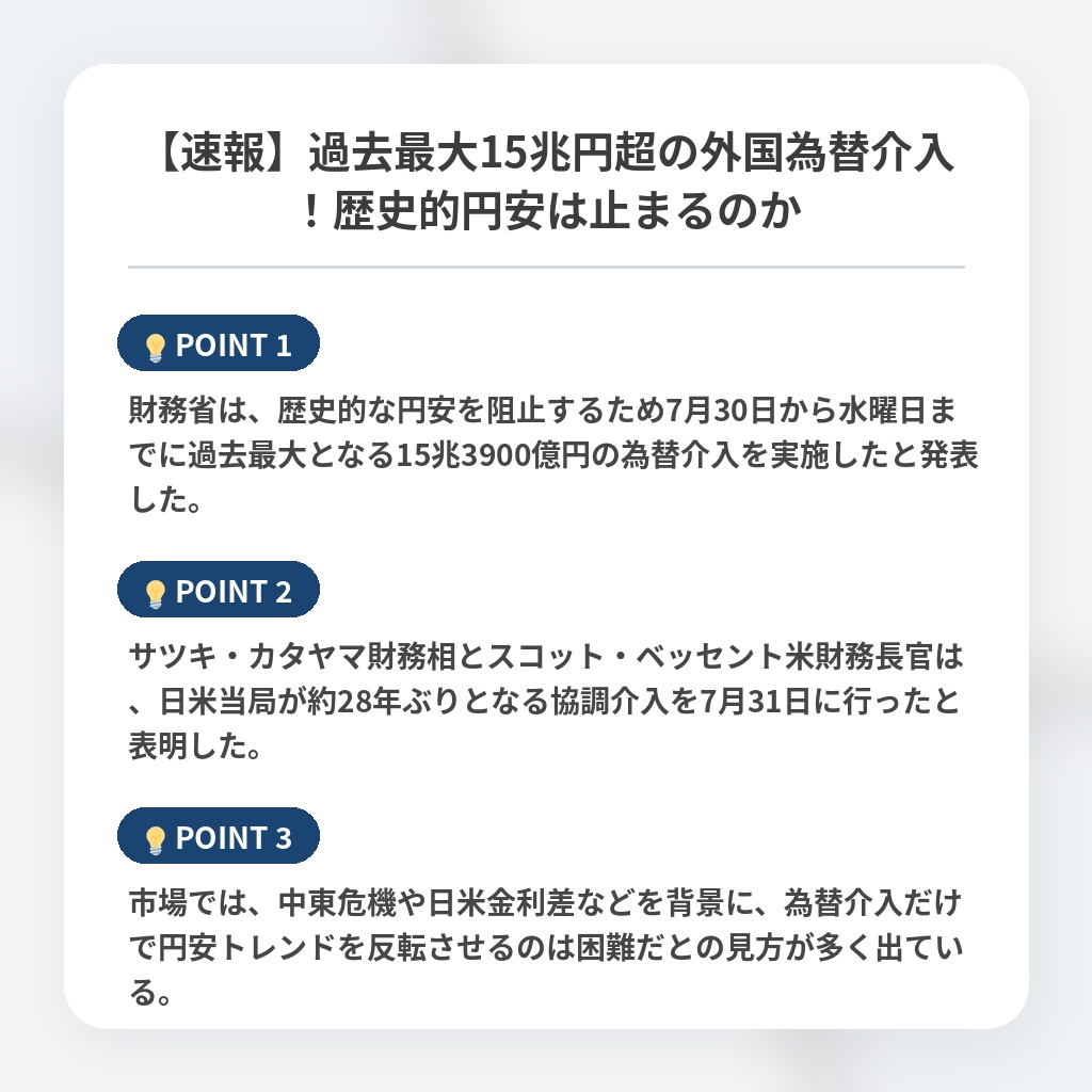 【速報】過去最大15兆円超の外国為替介入！歴史的円安は止まるのかの注目ポイントまとめ