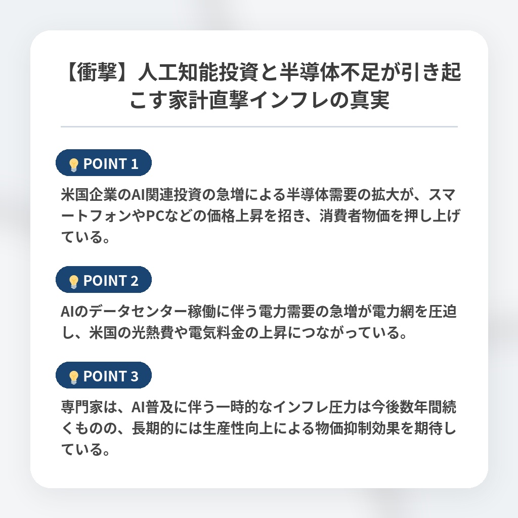 【衝撃】人工知能投資と半導体不足が引き起こす家計直撃インフレの真実の注目ポイントまとめ