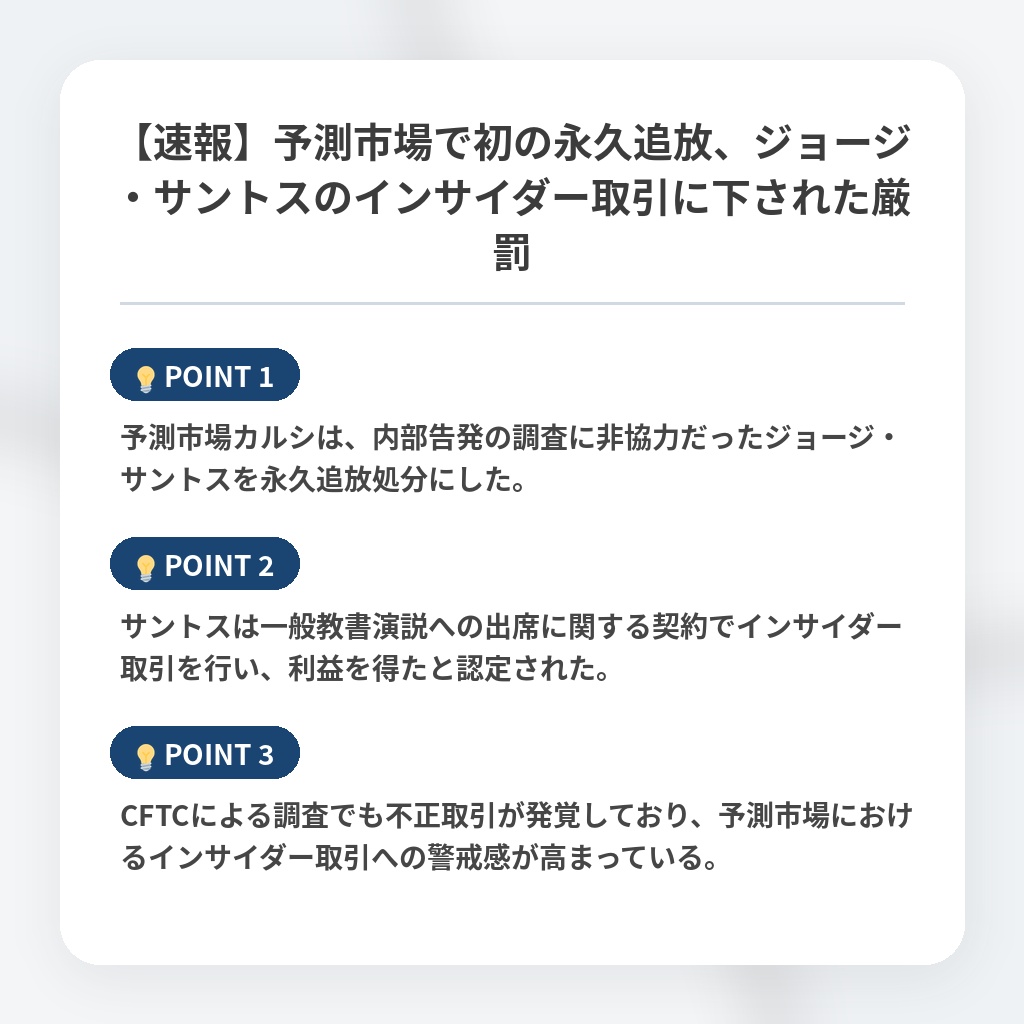【速報】予測市場で初の永久追放、ジョージ・サントスのインサイダー取引に下された厳罰の注目ポイントまとめ