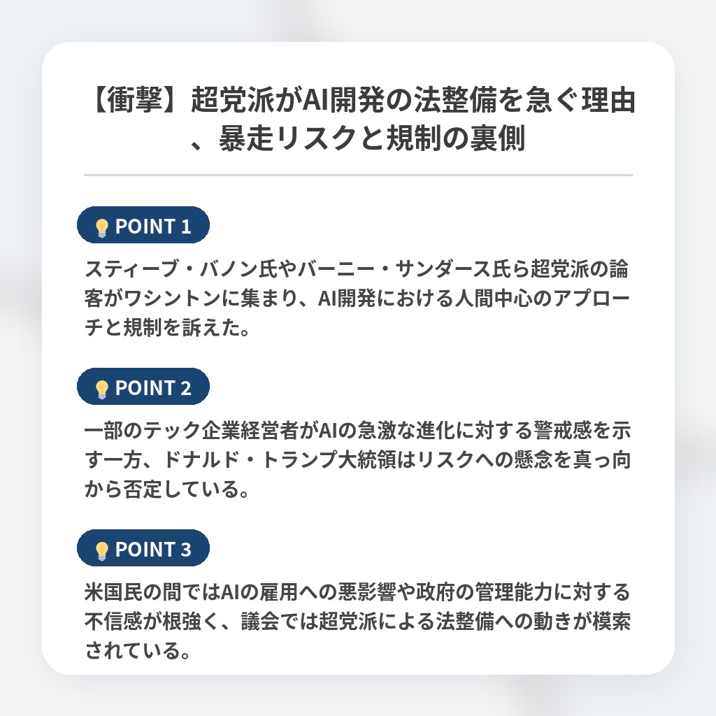 【衝撃】超党派がAI開発の法整備を急ぐ理由、暴走リスクと規制の裏側の注目ポイントまとめ