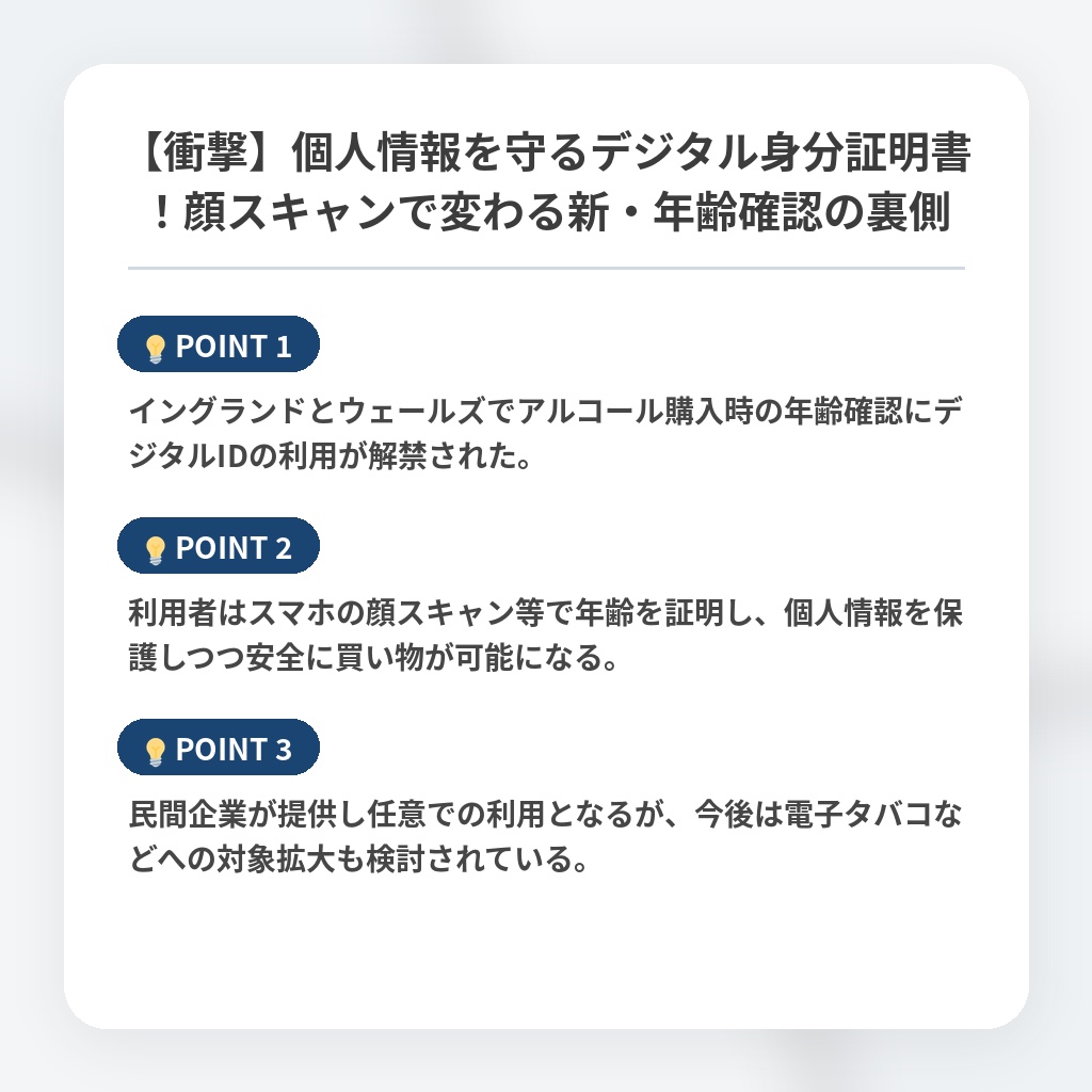 【衝撃】個人情報を守るデジタル身分証明書!顔スキャンで変わる新・年齢確認の裏側の注目ポイントまとめ