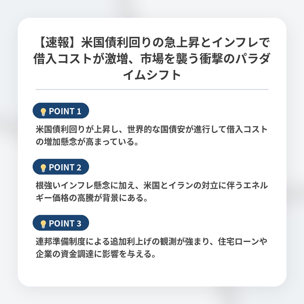 【速報】米国債利回りの急上昇とインフレで借入コストが激増、市場を襲う衝撃のパラダイムシフトの注目ポイントまとめ