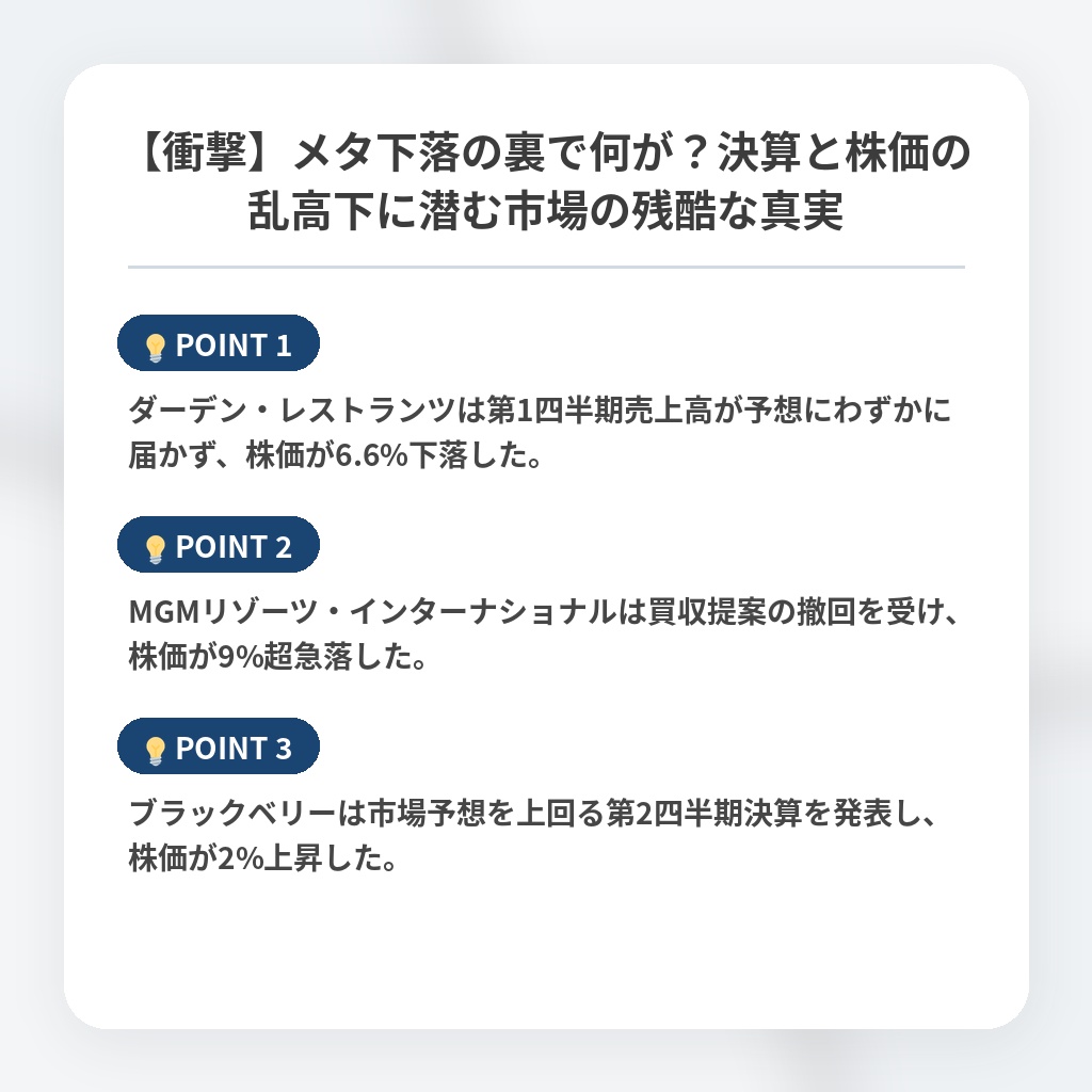 【衝撃】メタ下落の裏で何が？決算と株価の乱高下に潜む市場の残酷な真実の注目ポイントまとめ