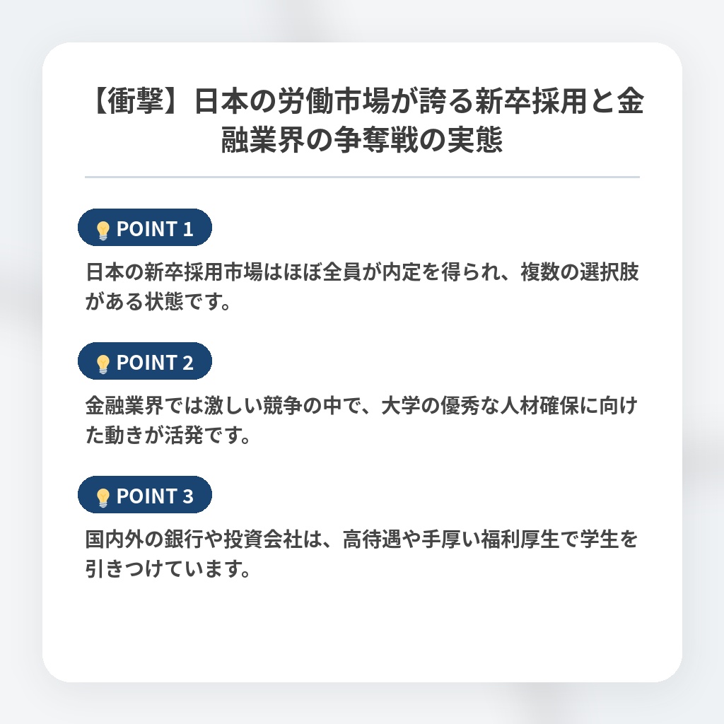 【衝撃】日本の労働市場が誇る新卒採用と金融業界の争奪戦の実態の注目ポイントまとめ