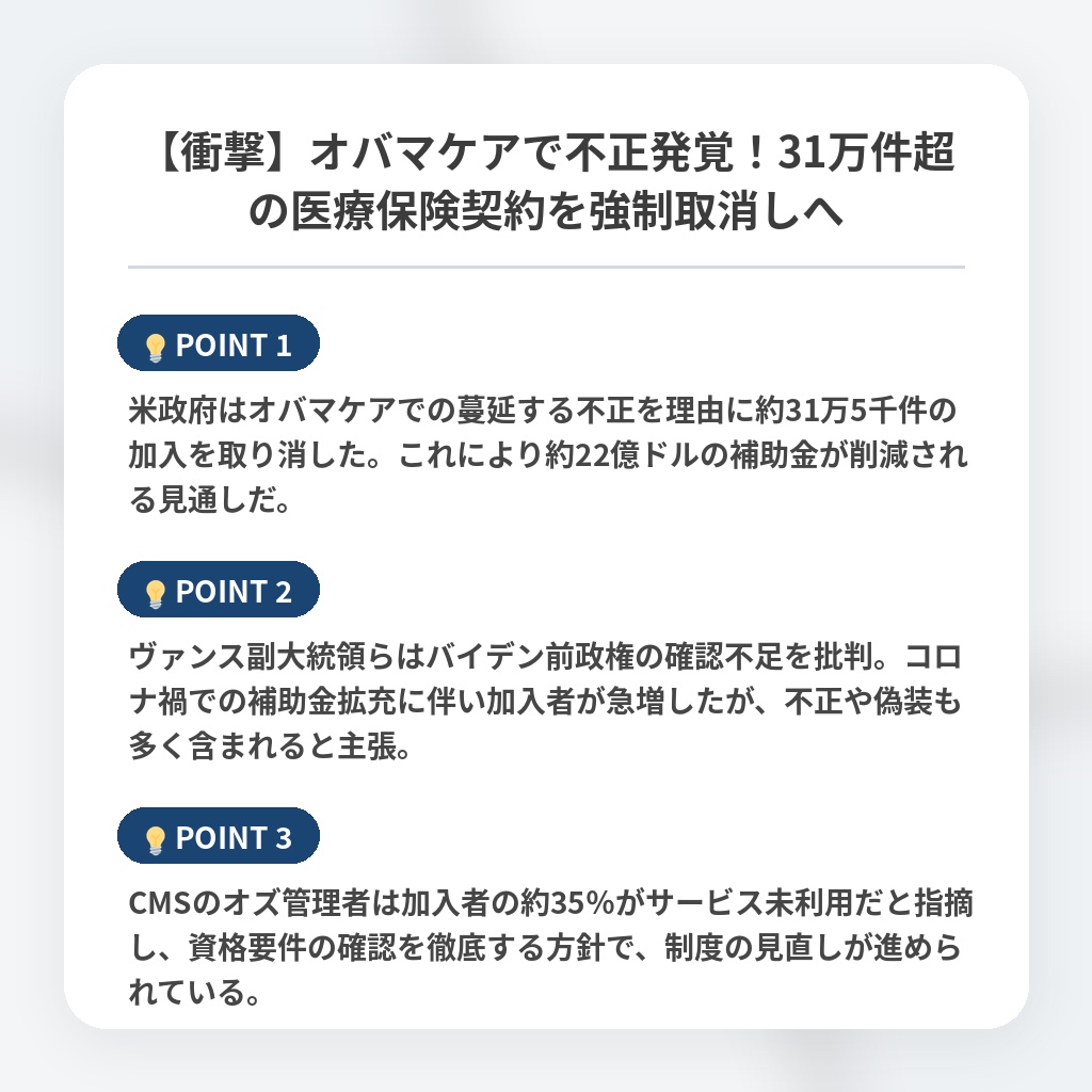 【衝撃】オバマケアで不正発覚！31万件超の医療保険契約を強制取消しへの注目ポイントまとめ