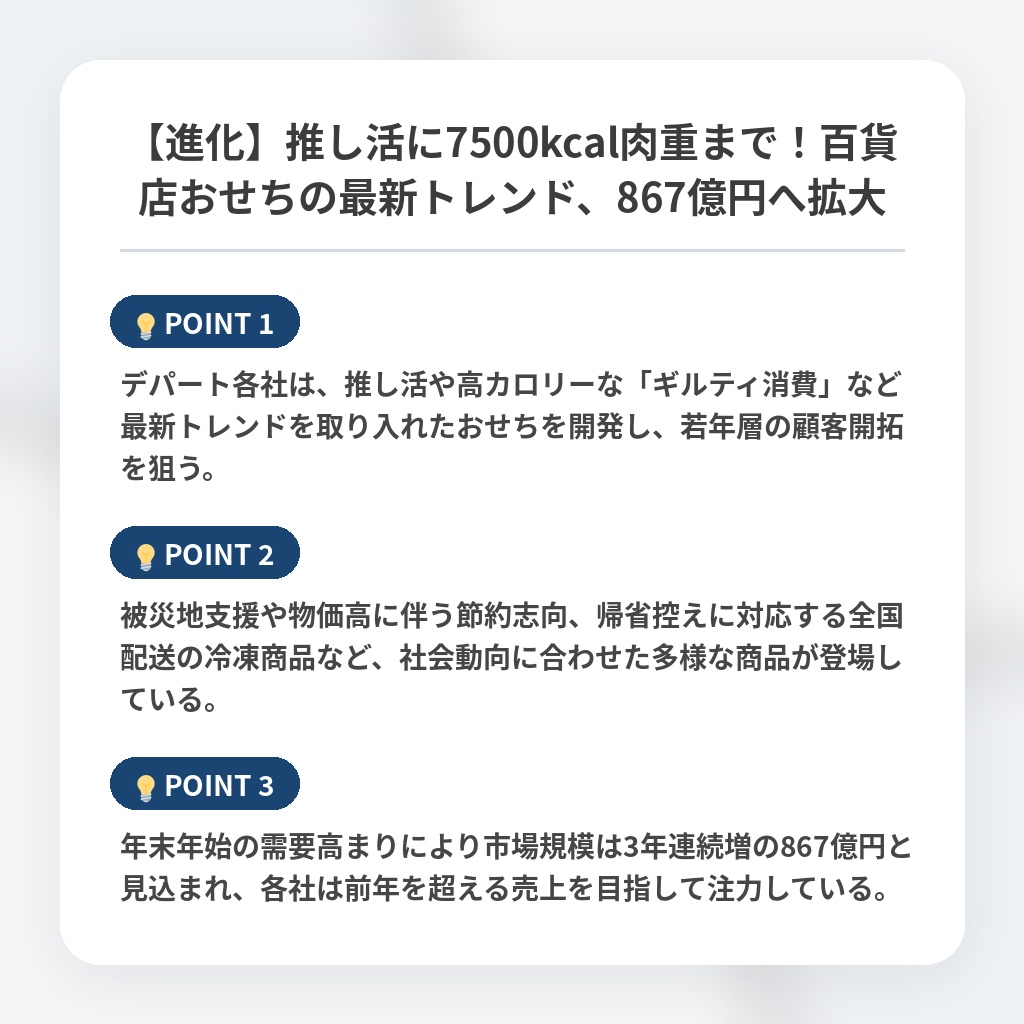 【進化】推し活に7500kcal肉重まで！百貨店おせちの最新トレンド、867億円へ拡大の注目ポイントまとめ