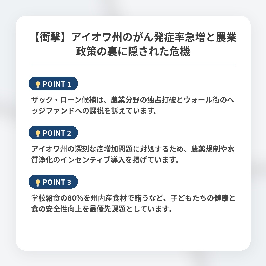 【衝撃】アイオワ州のがん発症率急増と農業政策の裏に隠された危機の注目ポイントまとめ