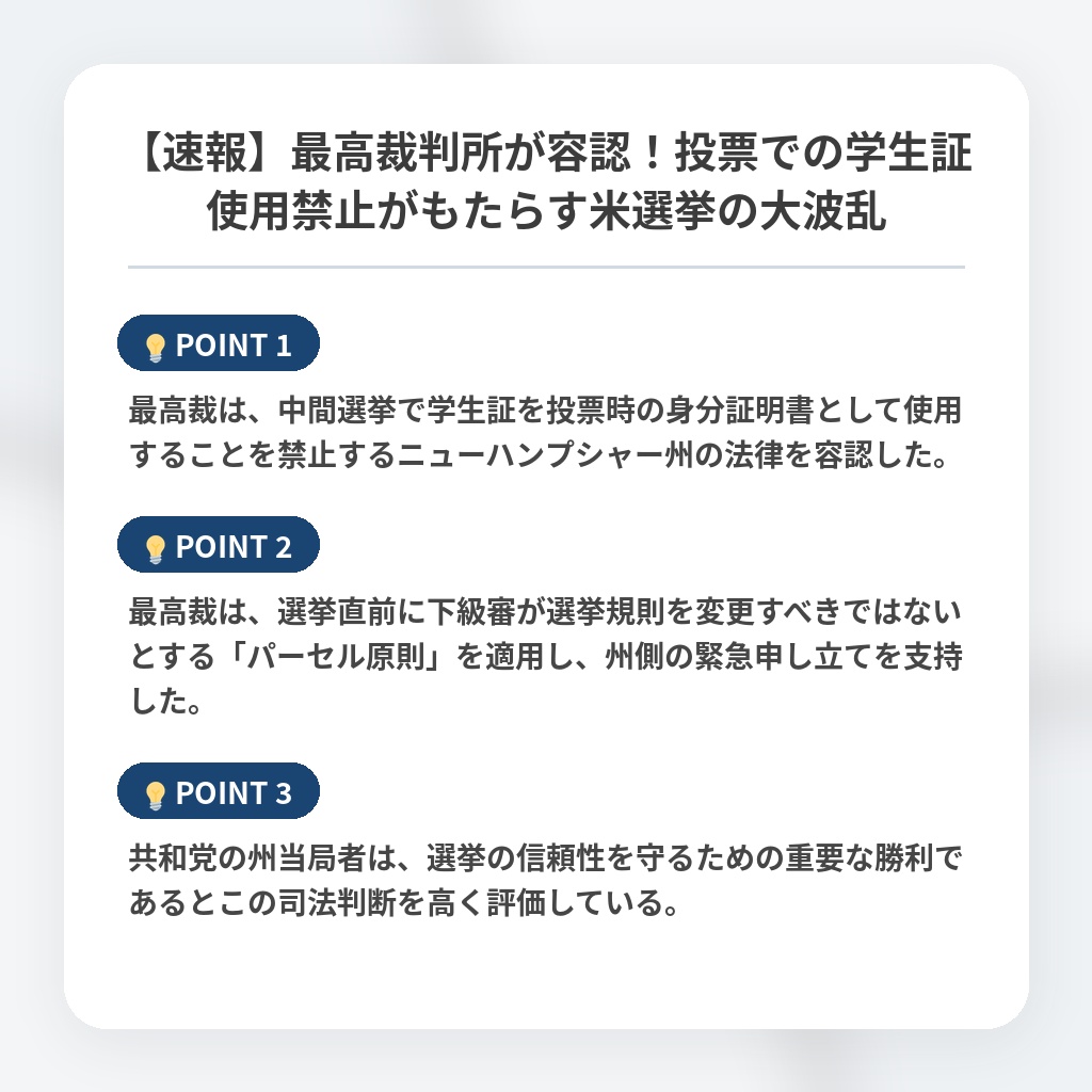 【速報】最高裁判所が容認！投票での学生証使用禁止がもたらす米選挙の大波乱の注目ポイントまとめ