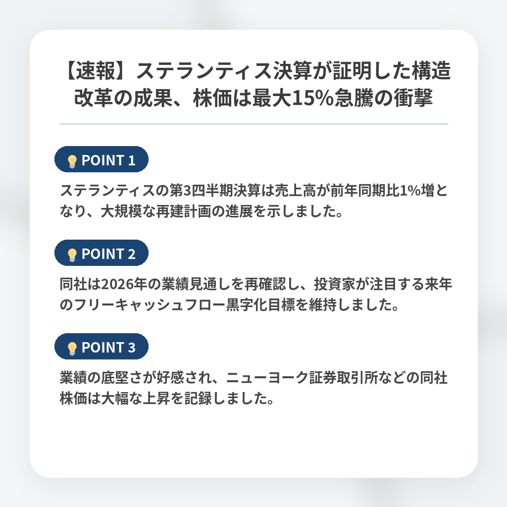 【速報】ステランティス決算が証明した構造改革の成果、株価は最大15%急騰の衝撃の注目ポイントまとめ