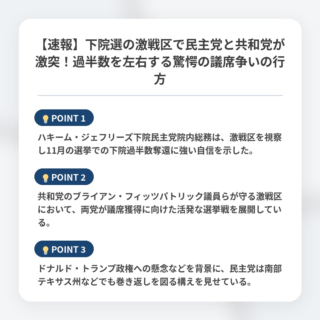 【速報】下院選の激戦区で民主党と共和党が激突!過半数を左右する驚愕の議席争いの行方の注目ポイントまとめ