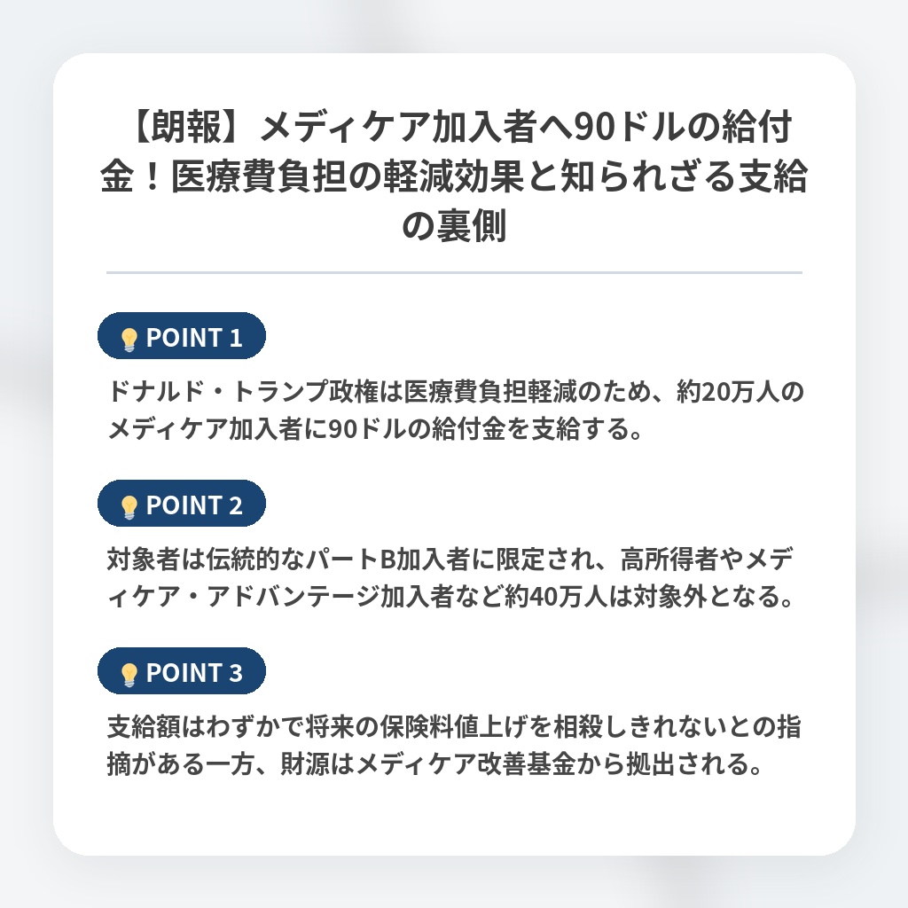 【朗報】メディケア加入者へ90ドルの給付金！医療費負担の軽減効果と知られざる支給の裏側の注目ポイントまとめ